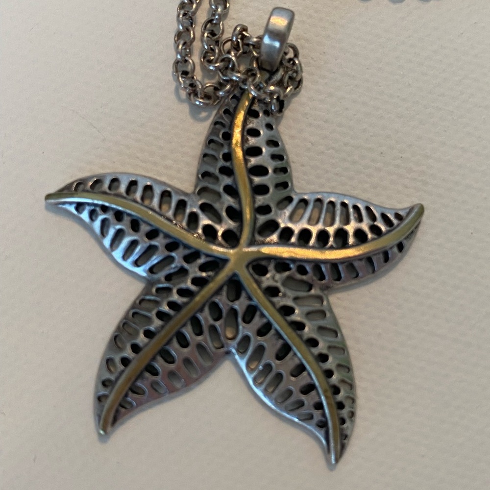 Fossil Silver and Gold Starfish Necklace